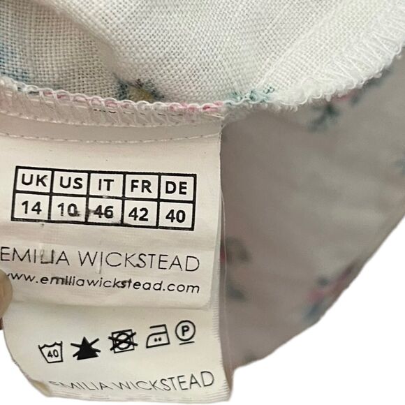 Emilia Wickstead Kirk Mini Dress Women’s Size 10 White Floral Linen d - Picture 9 of 14